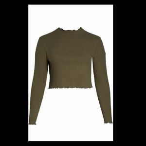 BP. Mock Neck Lettuce Trim Top